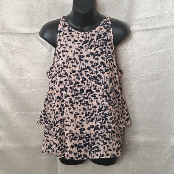 Banana Republic Tops - Banana Republic Pink & Navy Blue Double Layer Sleeveless Blouse SIZE: PETITE M